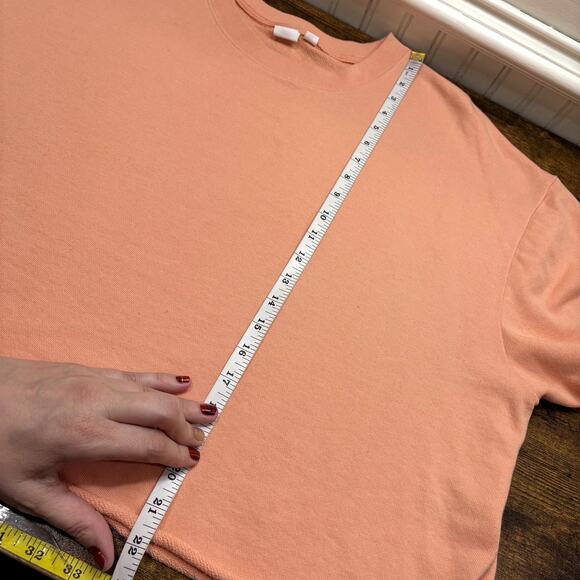 Gap Size XXL Cropped Sweatshirt Short Sleeve Relaxed Peach Slouchy Loungewear - Picture 9 of 13